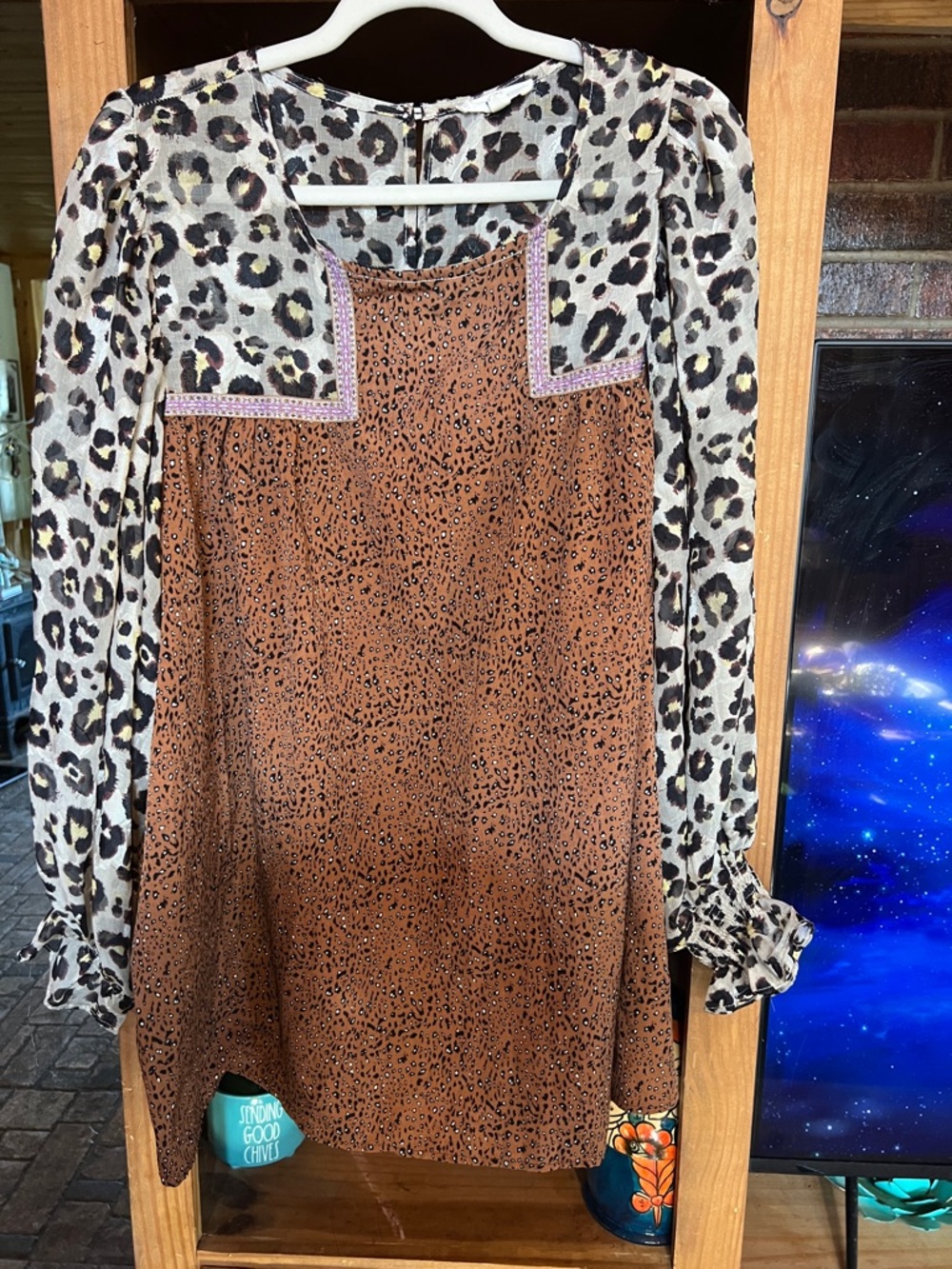 entro Leopard Print Blouse in Brown, Cream and Black